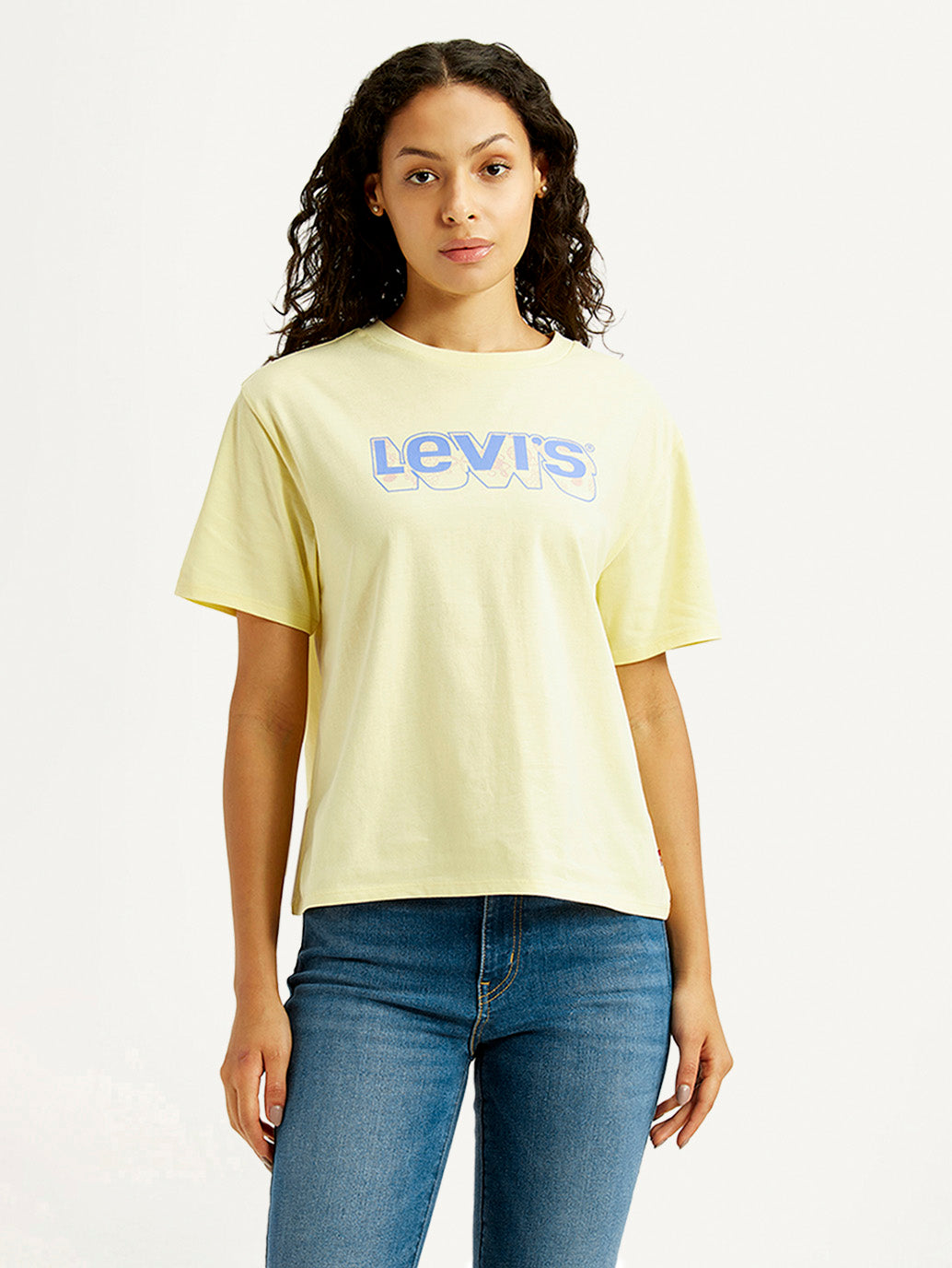 Women's Brand Logo Yellow Relaxed Fit T-shirt - Front View