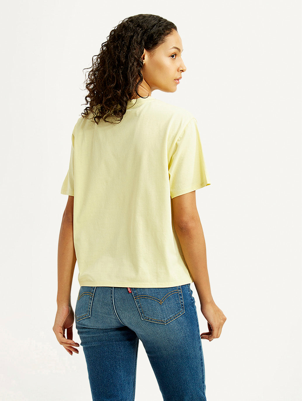 Women's Brand Logo Yellow Relaxed Fit T-shirt - Back View
