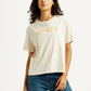 Women's Brand Logo Off White Relaxed Fit T-shirt - Styleshot View