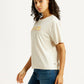 Women's Brand Logo Off White Relaxed Fit T-shirt - Side View