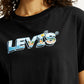 Women's Brand Logo Black Relaxed Fit T-shirt - Detail View