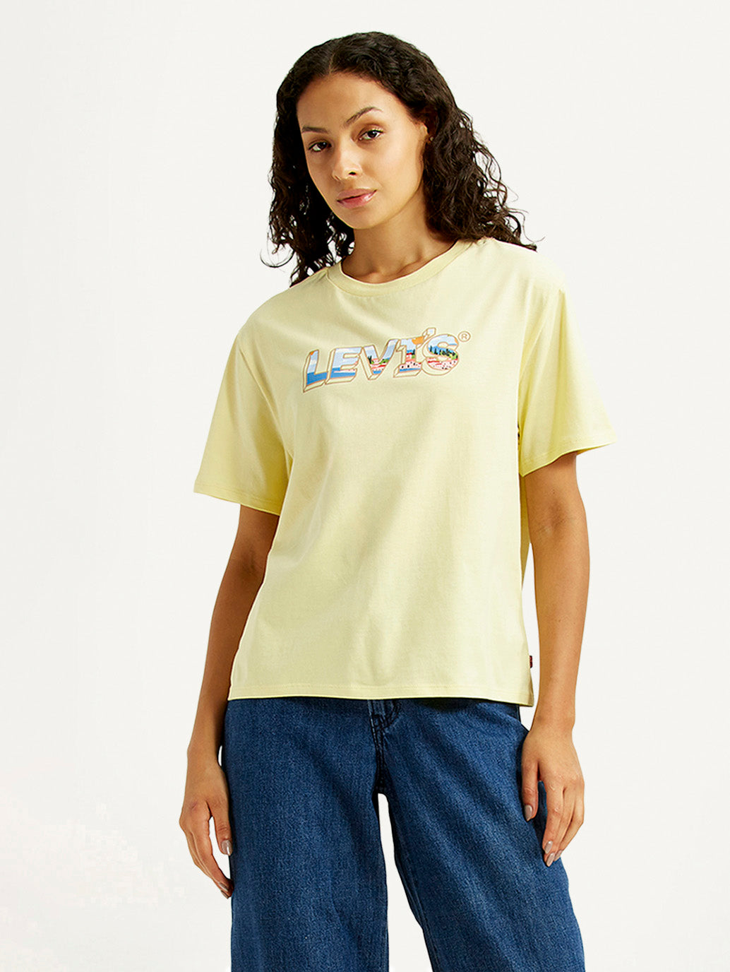 Women's Brand Logo Yellow Relaxed Fit T-shirt - Styleshot View