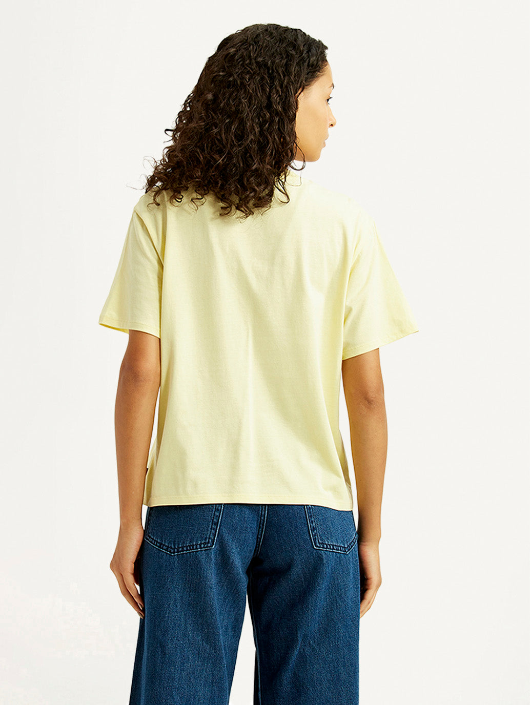 Women's Brand Logo Yellow Relaxed Fit T-shirt - Back View