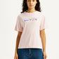 Women's Brand Logo Pink Relaxed Fit T-shirt - Front View