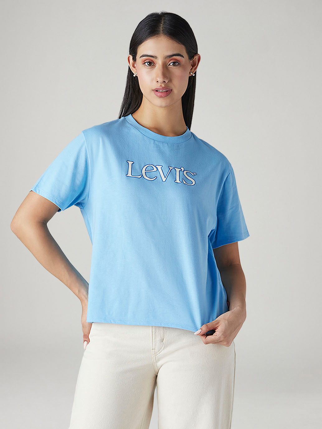 Women's Logo Printed Relaxed Fit T-Shirt - Front View