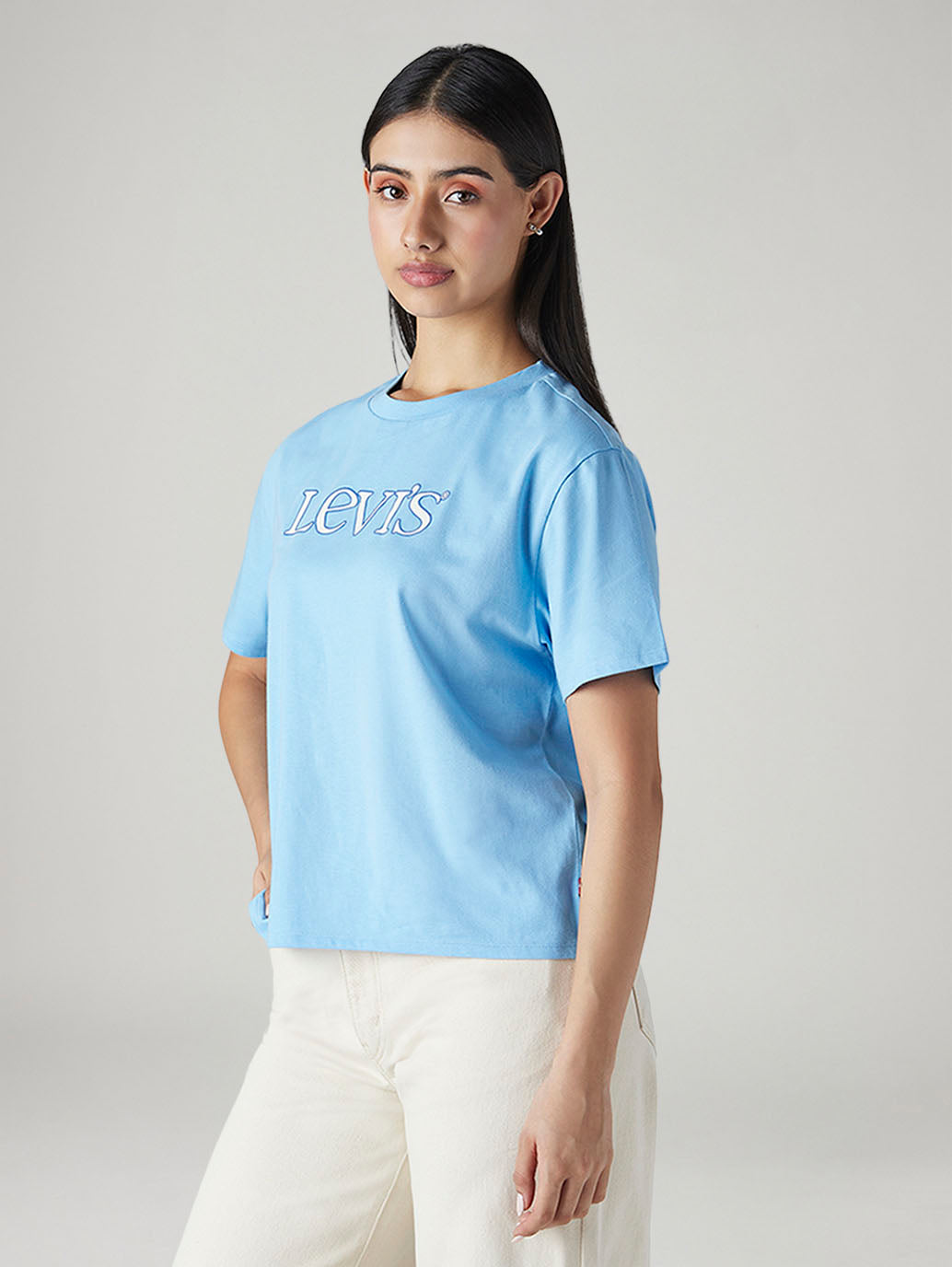 Women's Logo Printed Relaxed Fit T-Shirt - Side View