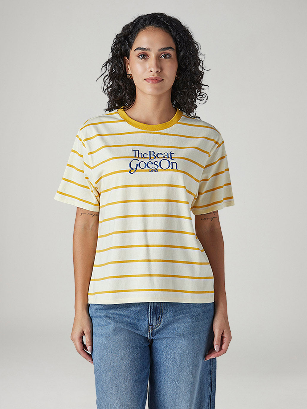 Women's Striped Regular Fit T-Shirt - Front View