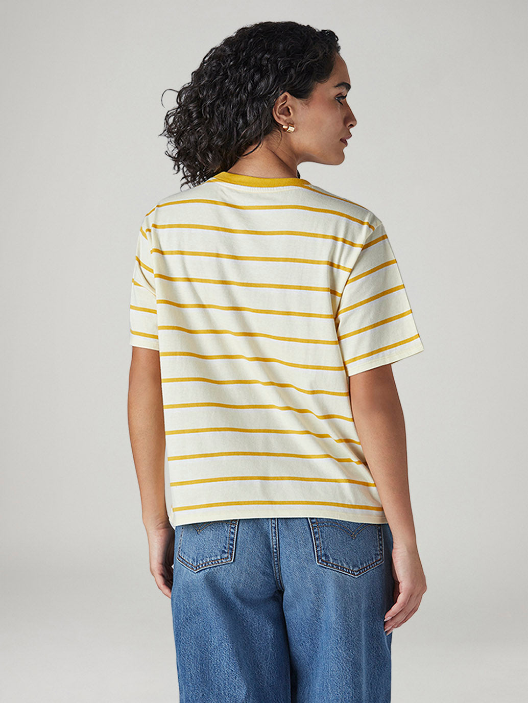 Women's Striped Regular Fit T-Shirt - Back View