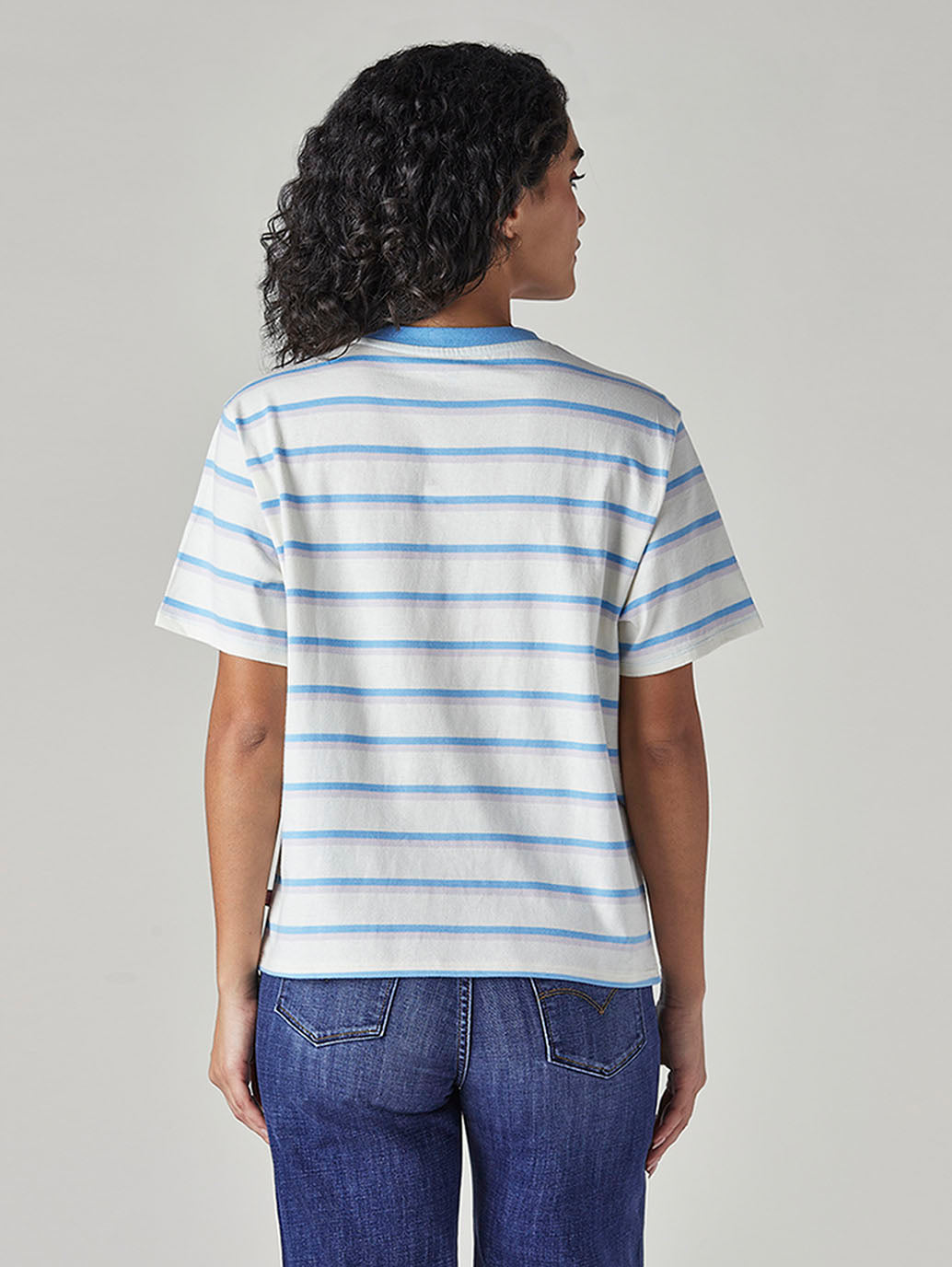 Women's Striped Relaxed Fit T-Shirt - Back View