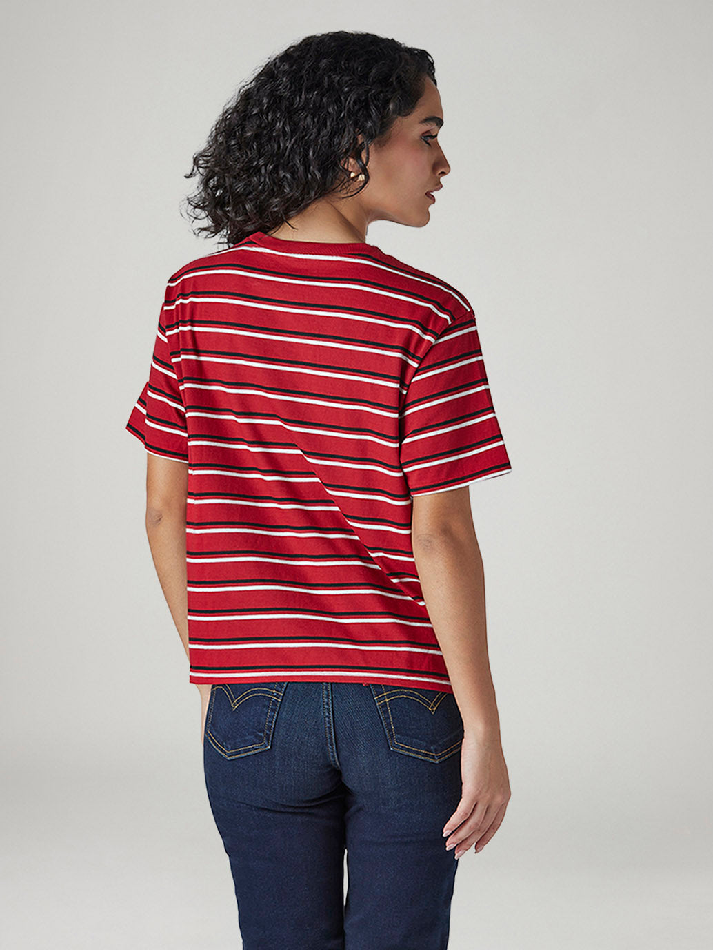 Women's Striped Regular Fit T-Shirt - Back View