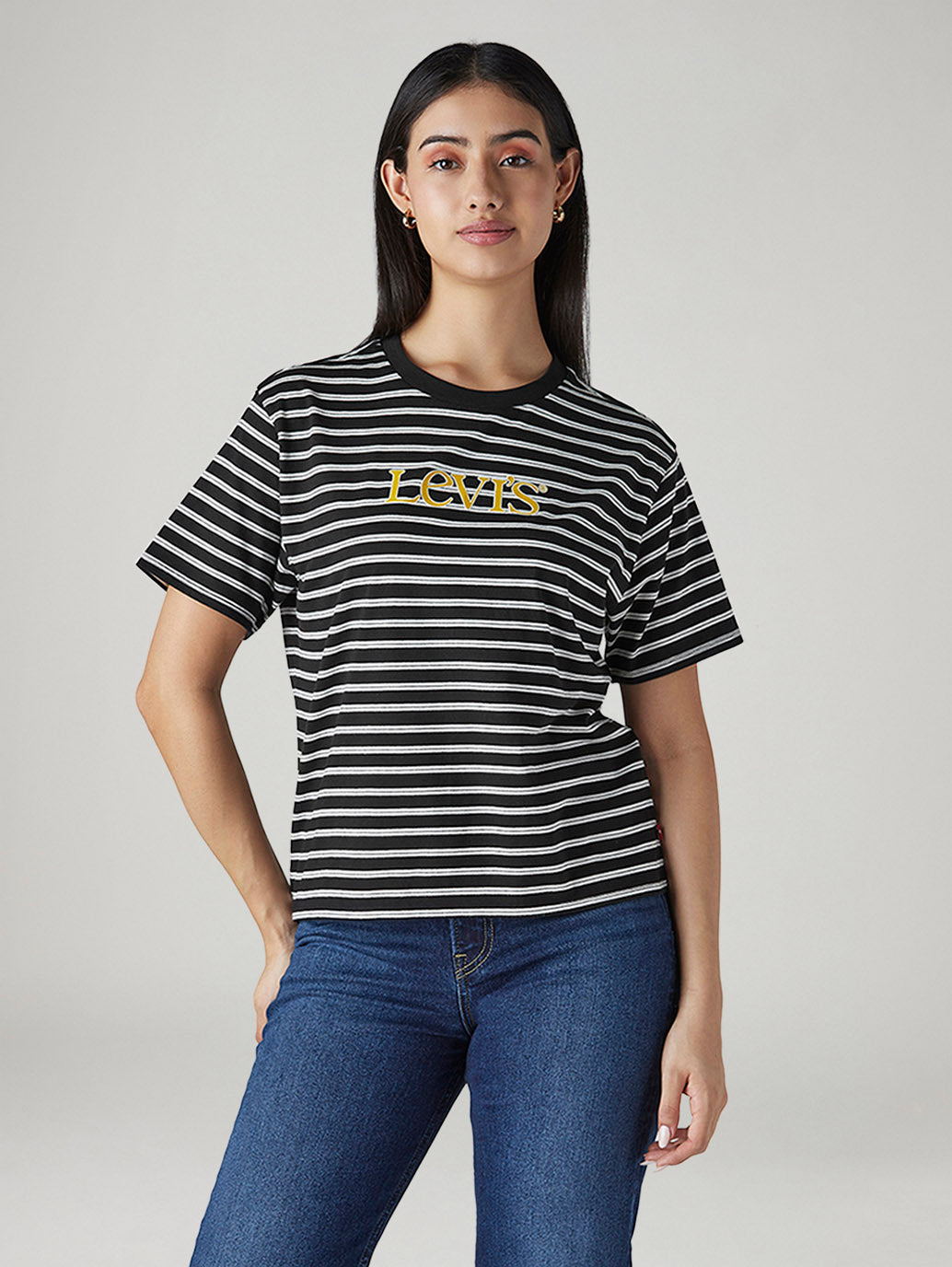 Women's Striped Regular Fit T-Shirt - Front View