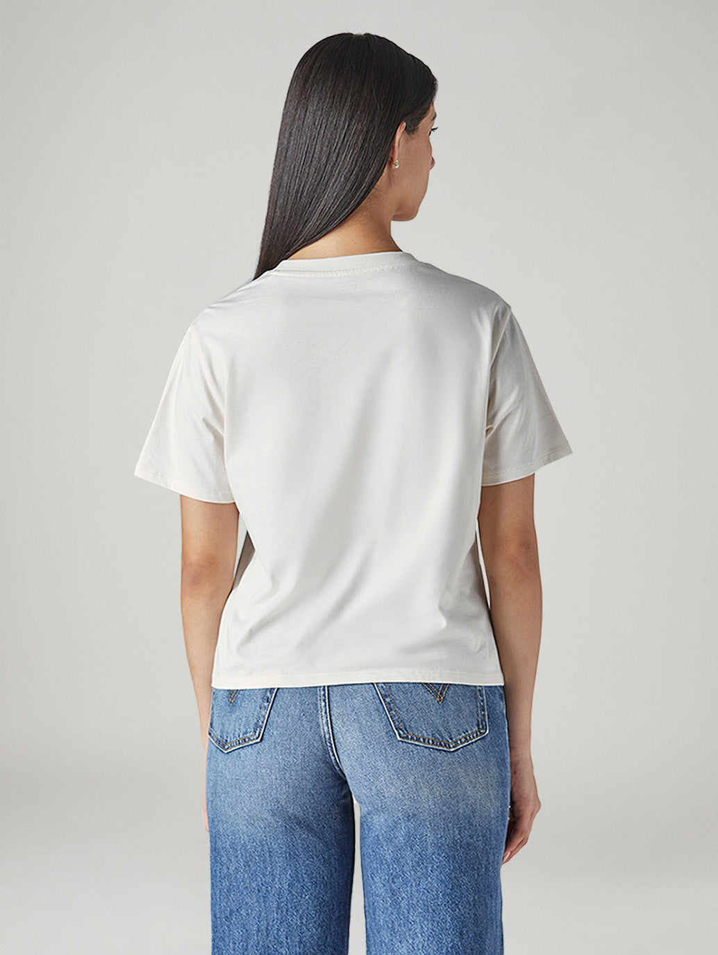 Women's Typography Printed Loose Fit T-Shirt - Back View