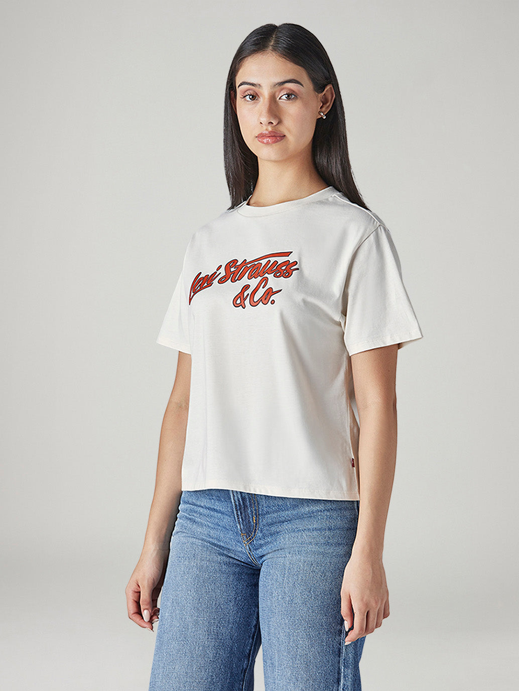 Women's Typography Printed Loose Fit T-Shirt - Side View