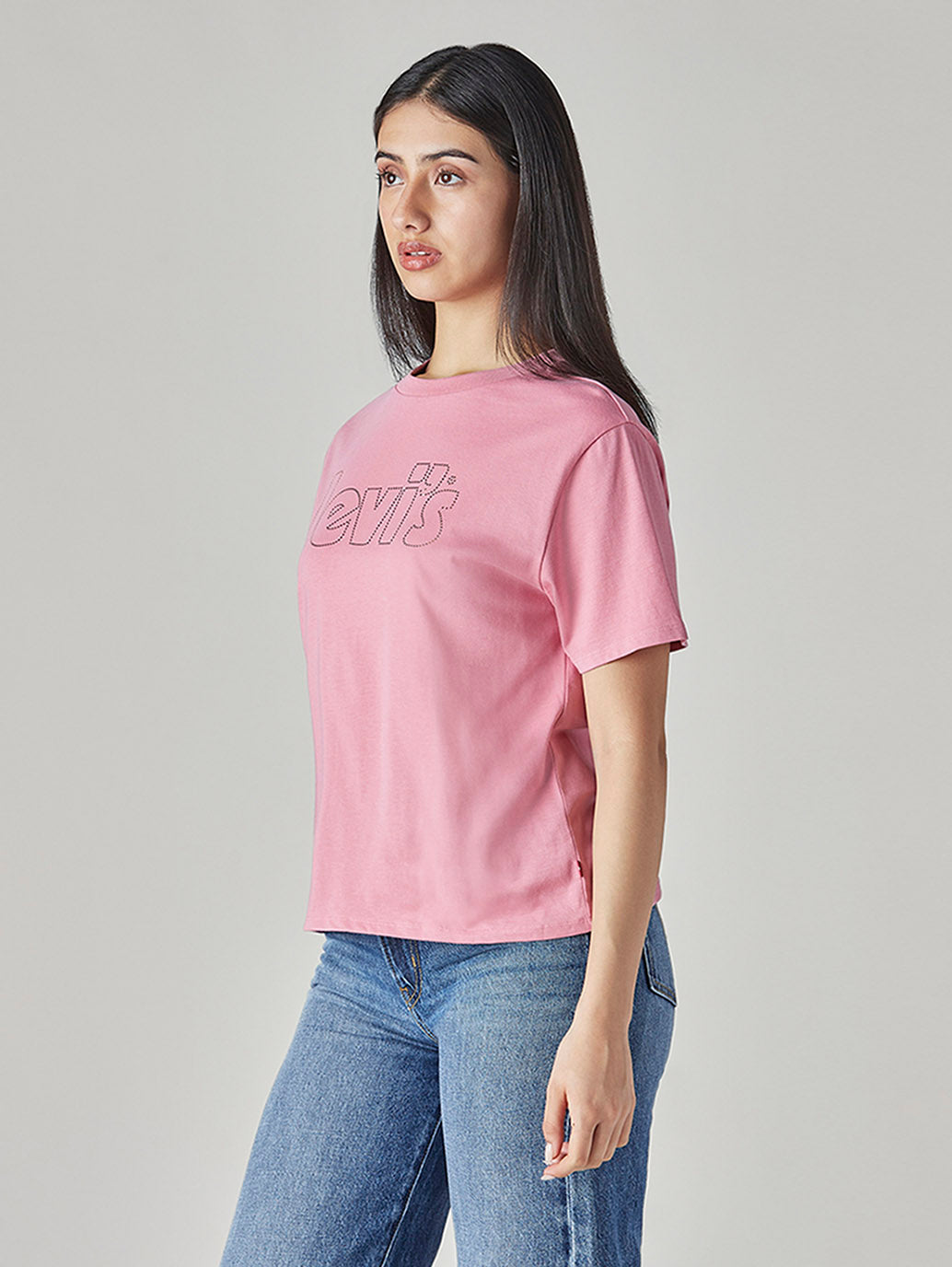 Women's Typography Printed Loose Fit T-Shirt - Side View
