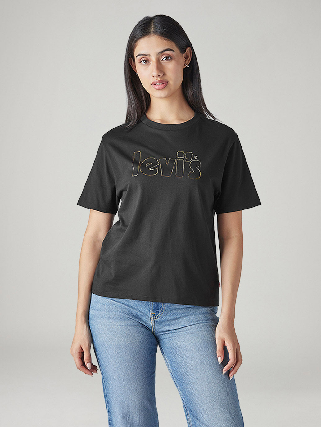 Women's Typography Printed Loose Fit T-Shirt - Front View