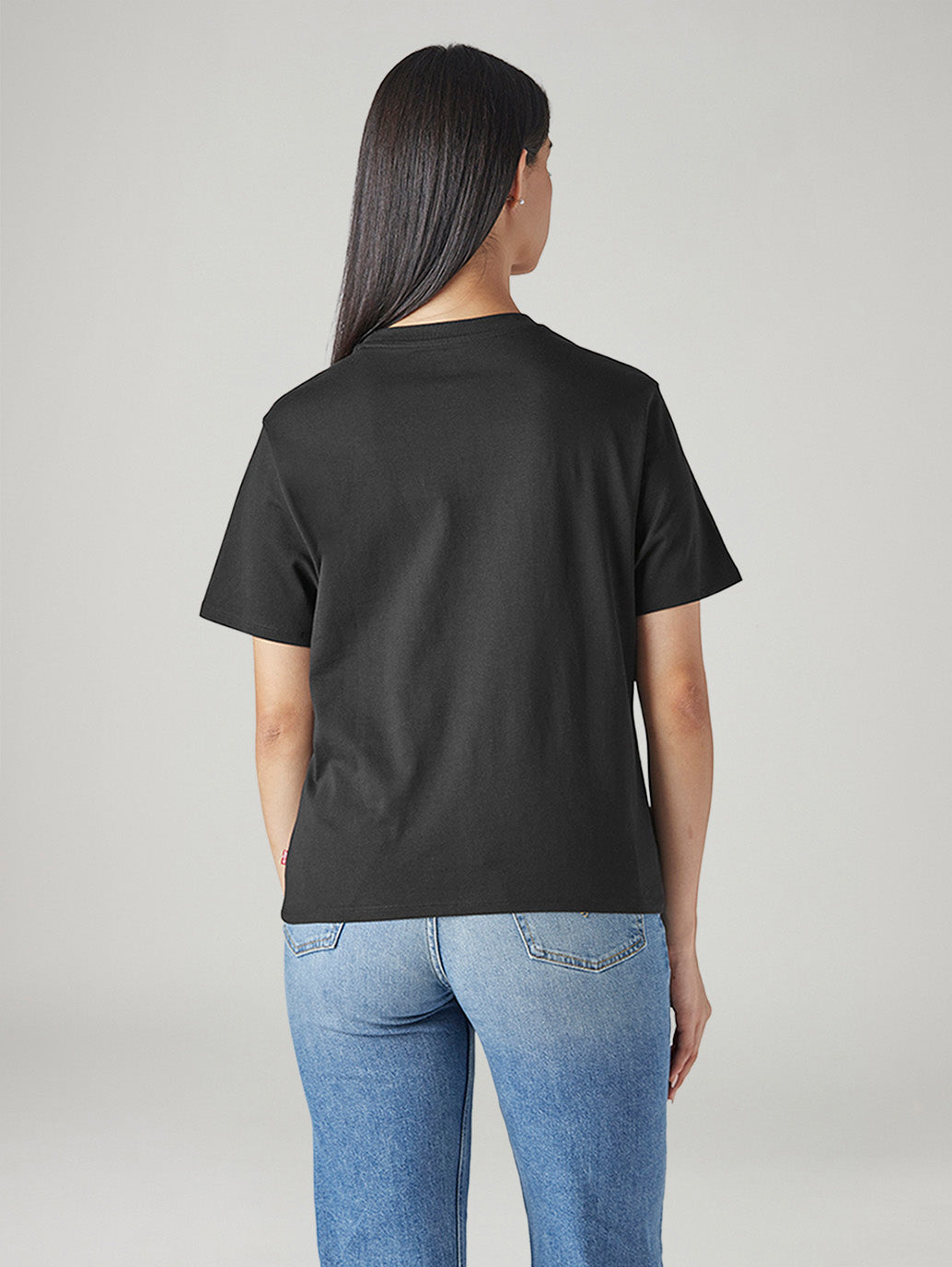 Women's Typography Printed Loose Fit T-Shirt - Back View