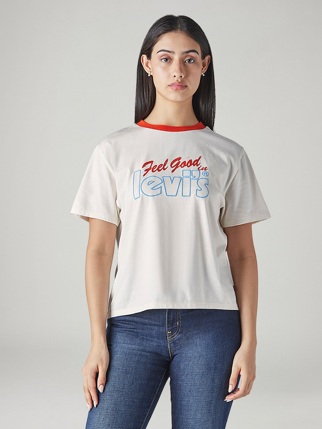 Women's Typography Printed Loose Fit T-Shirt - Front View
