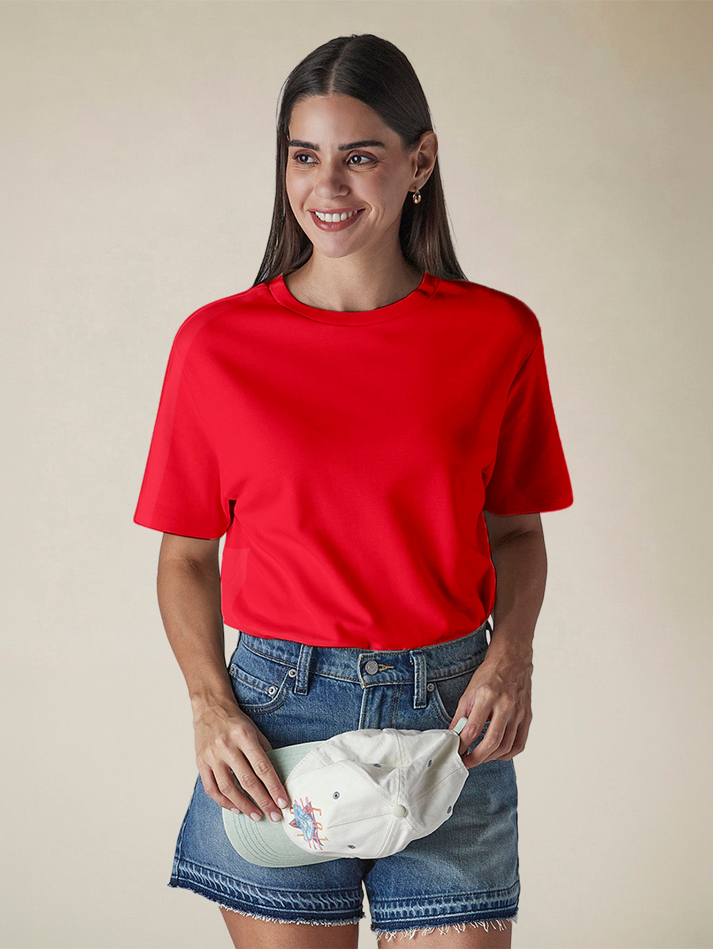Women's Solid Crew Neck Relaxed Fit Interlock T-Shirt - 86ae0c40-0d68-40ec-b963-38b616320b17 View