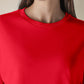 Women's Solid Crew Neck Relaxed Fit Interlock T-Shirt - Detail View