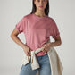 Women's Solid Crew Neck Relaxed Fit Interlock T-Shirt - Styleshot View
