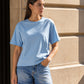 Women's Solid Crew Neck Relaxed Fit Interlock T-Shirt - 005X00094 View