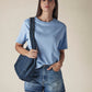 Women's Solid Crew Neck Relaxed Fit Interlock T-Shirt - Styleshot View