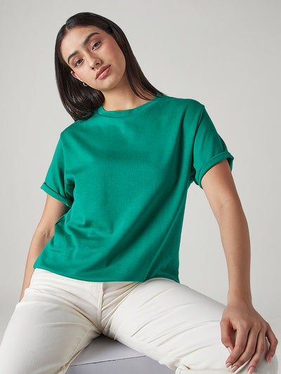 levi's Women's Solid Crew Neck Relaxed Fit Interlock T-Shirt-picture-15