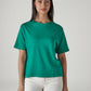 Women's Solid Crew Neck Relaxed Fit Interlock T-Shirt - Front View