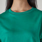 Women's Solid Crew Neck Relaxed Fit Interlock T-Shirt - 20 View