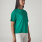 Women's Solid Crew Neck Relaxed Fit Interlock T-Shirt - Side View