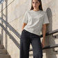 Women's Solid Crew Neck Relaxed Fit Interlock T-Shirt - 005X00096 View