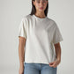 Women's Solid Crew Neck Relaxed Fit Interlock T-Shirt - Front View
