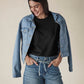 Women's Solid Crew Neck Relaxed Fit Interlock T-Shirt - Styleshot View