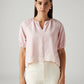 Women's Striped Pink V-Neck Top - Front View