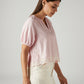 Women's Striped Pink V-Neck Top - Side View