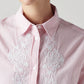 Women's Striped Regular Fit Embroidered Shirt - Detail View