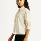 Women's Solid Cream Relaxed Fit Poplin Shirt - Side View