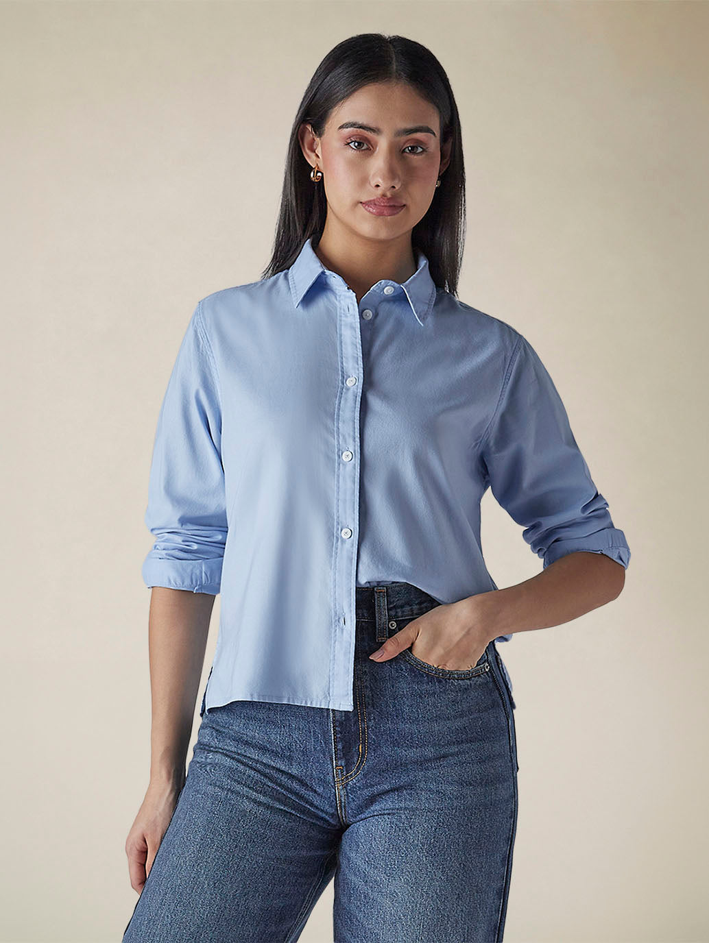 Women's Solid Regular Fit Oxford Shirt - f9509098-a83c-49af-985a-a7fd02388c28 View