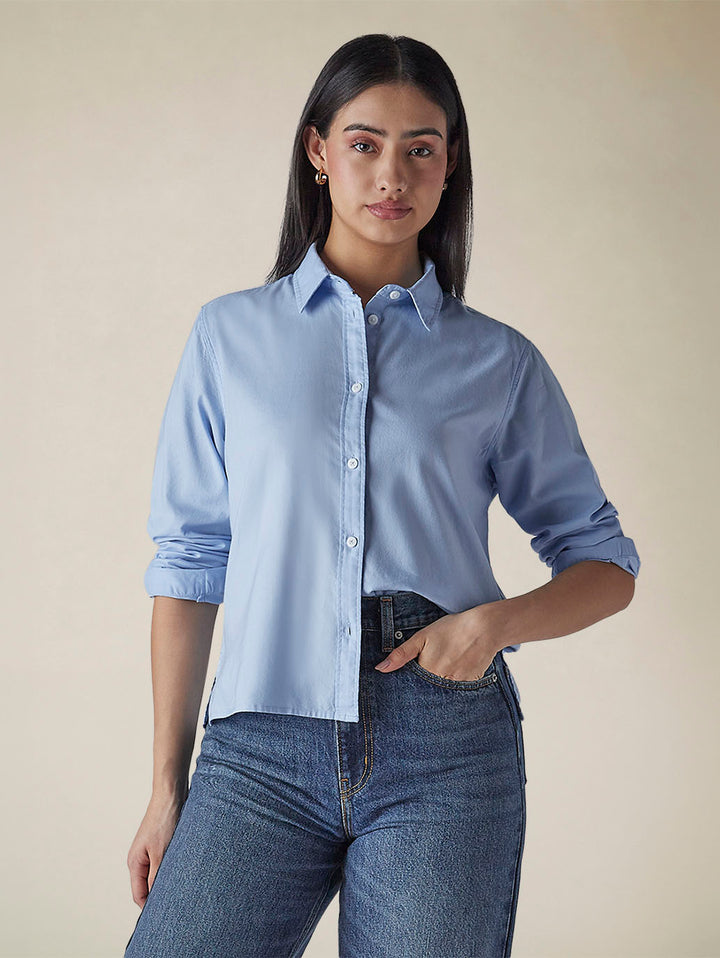 Women's Solid Regular Fit Oxford Shirt