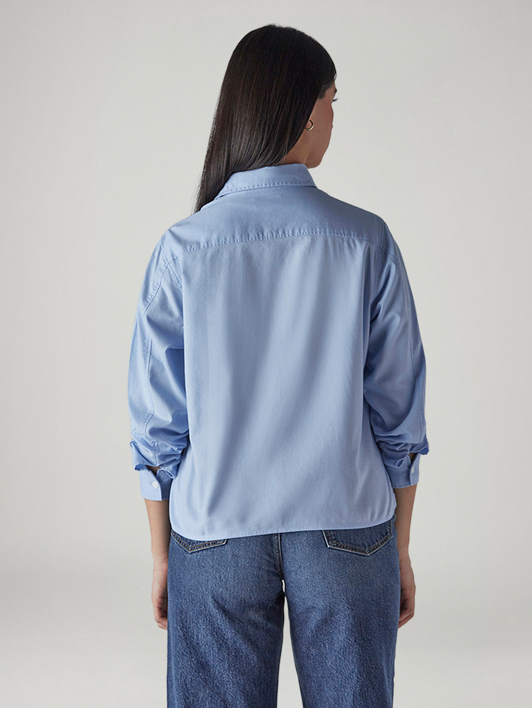 Women's Solid Regular Fit Oxford Shirt - Back View