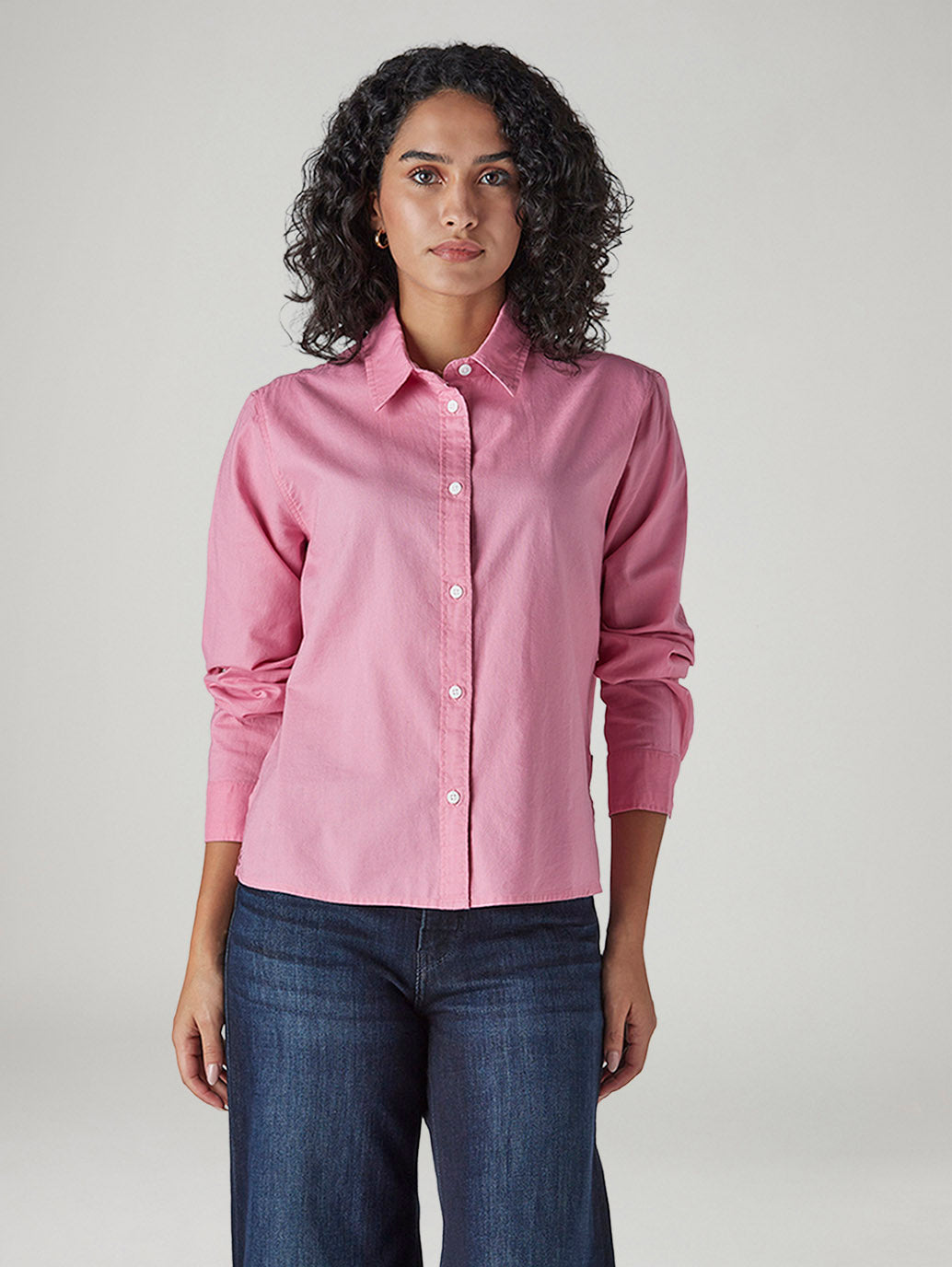 Women's Solid Regular Fit Oxford Shirt - Front View