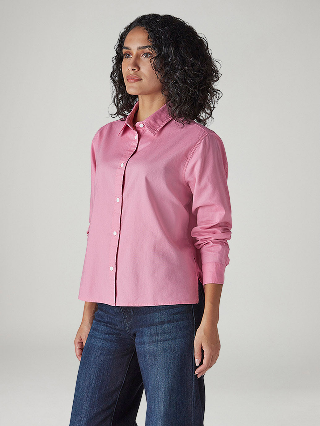 Women's Solid Regular Fit Oxford Shirt - Side View