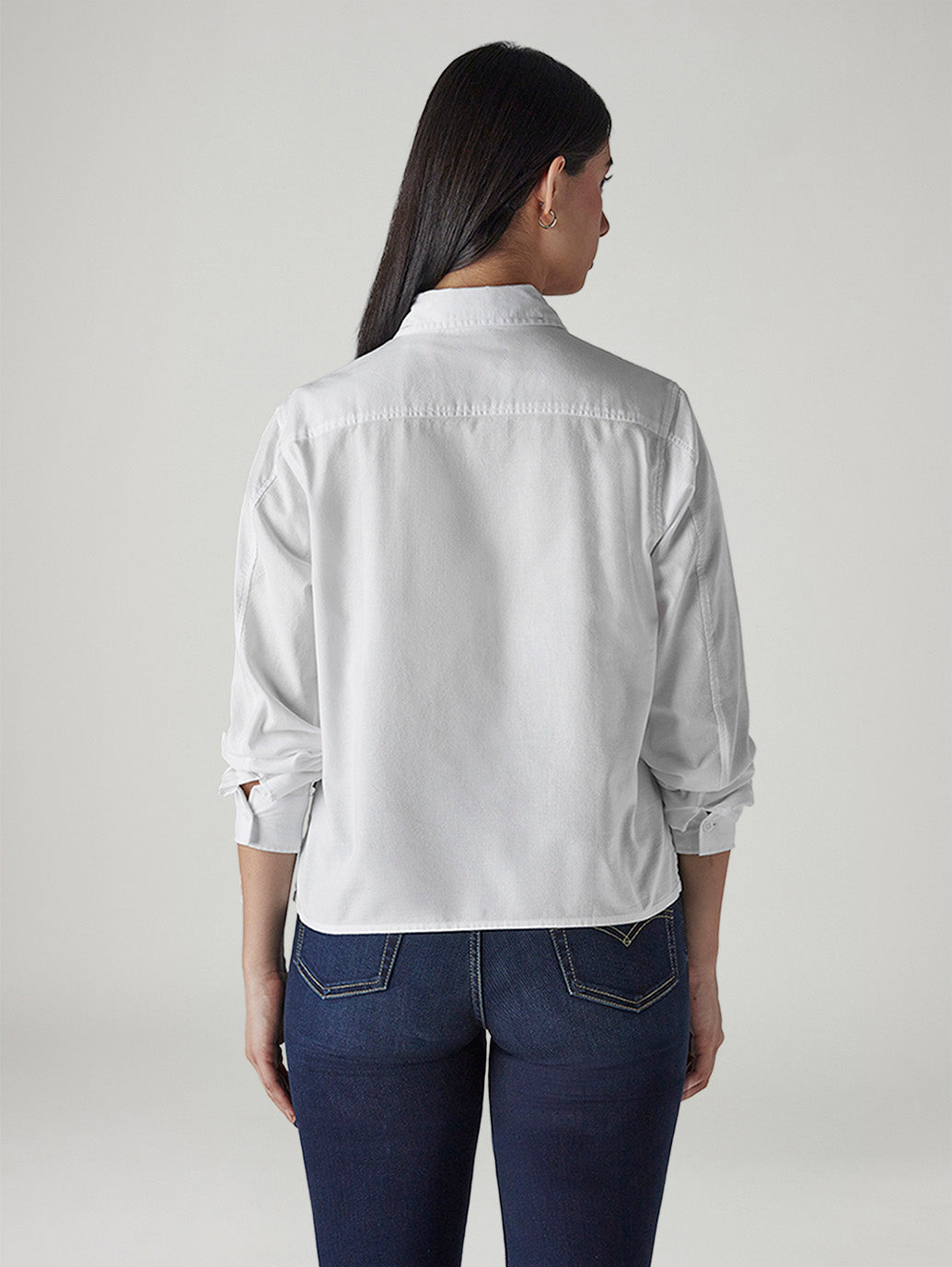 Women's Solid Regular Fit Oxford Shirt - Back View