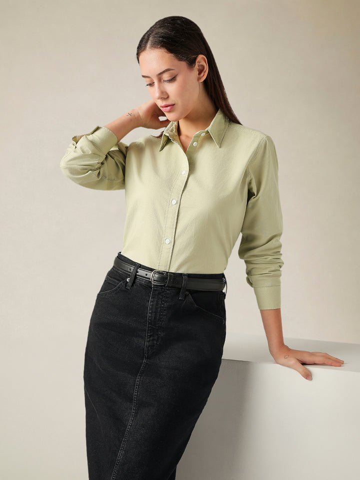 Women's Cotton Regular Fit Solid Oxford Shirt