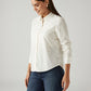 Women's Solid Off White Spread Collar Shirt - Side View