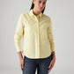 Women's Solid Yellow Slim Fit Shirt - Front View