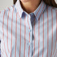 Women's Striped Light Blue Slim Fit Shirt - Detail View