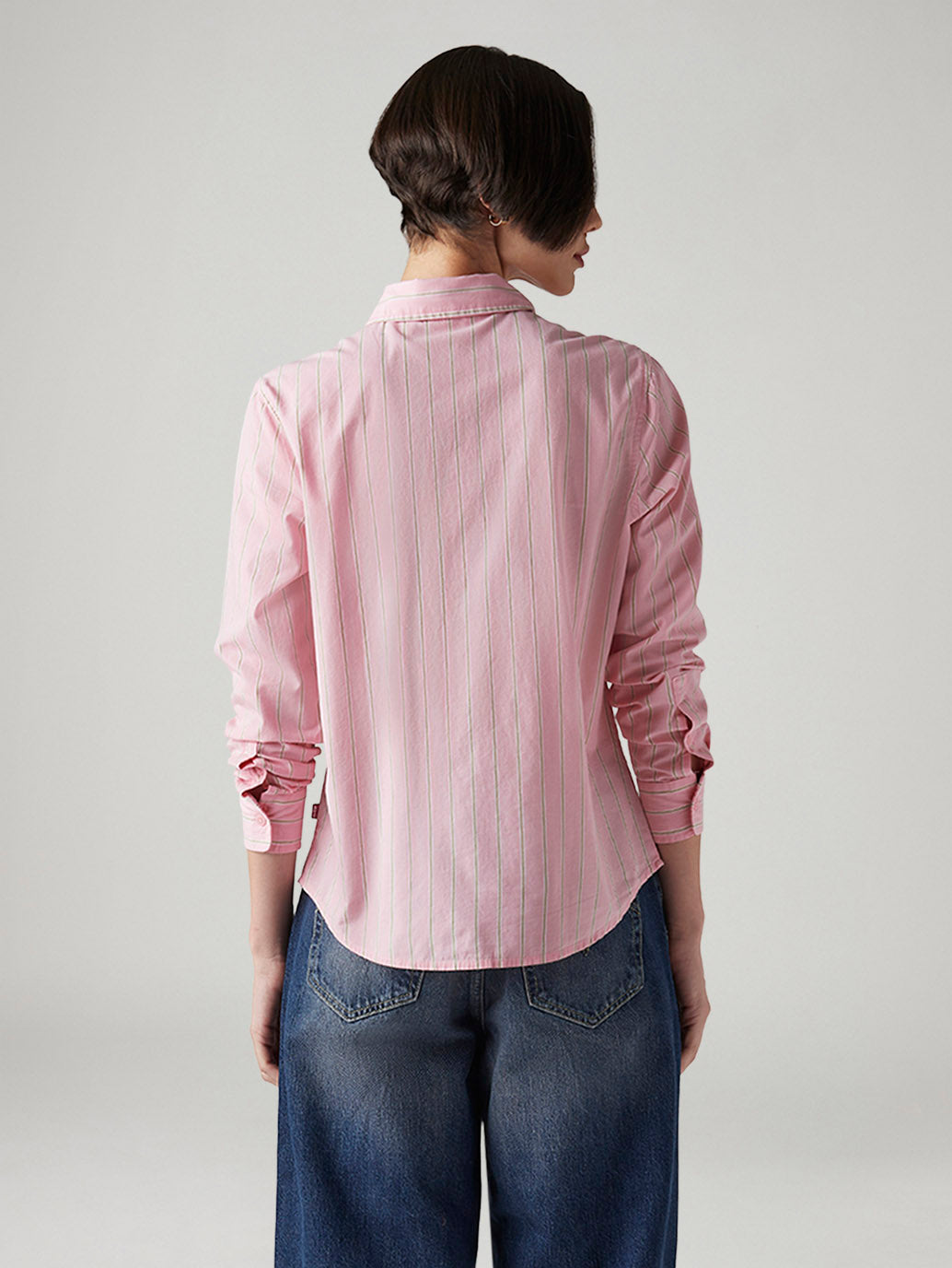 Women's Striped Slim Fit Poplin Shirt - Back View