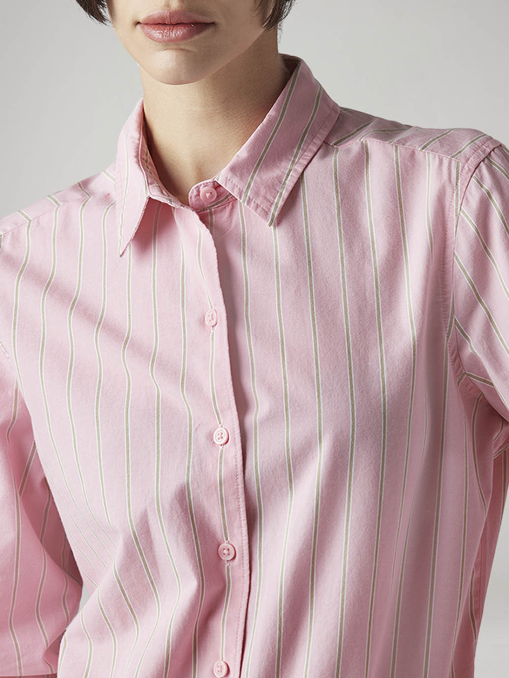 Women's Striped Slim Fit Poplin Shirt - detail View