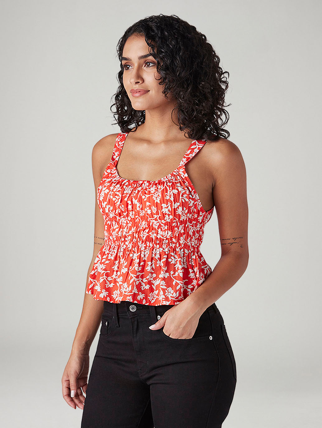 Women's Floral Regular Fit Top - Side View